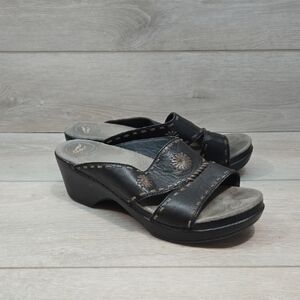 Dansko Women's Black Leather Slide Platform Sandals Shoes Sz 39/9